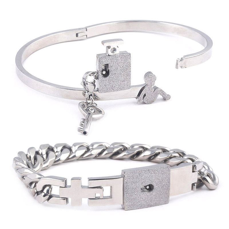 Titanium Couple Love Lock Bracelet & Necklace with Key Set | AccessoryZ