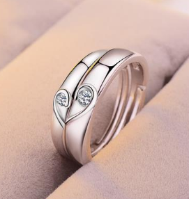 Silver Zircon Couple Heart Ring Forever Lovers | AccessoryZ