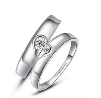 Silver Zircon Couple Heart Ring Forever Lovers | AccessoryZ