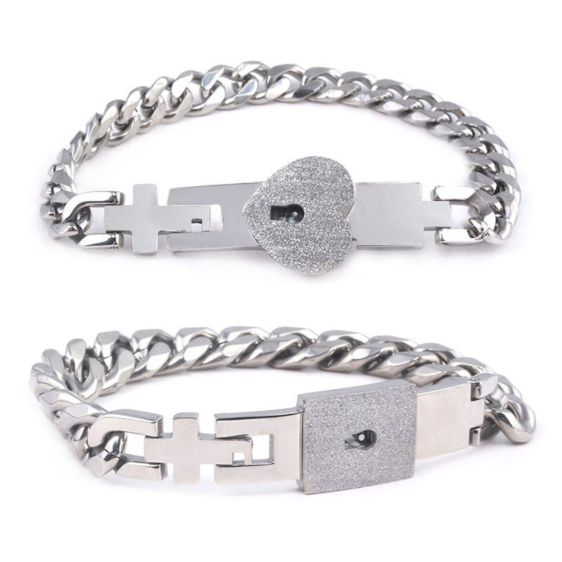 Titanium Couple Love Lock Bracelet & Necklace with Key Set | AccessoryZ