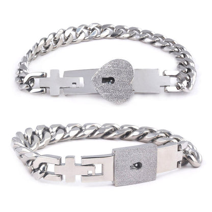 Titanium Couple Love Lock Bracelet & Necklace with Key Set | AccessoryZ