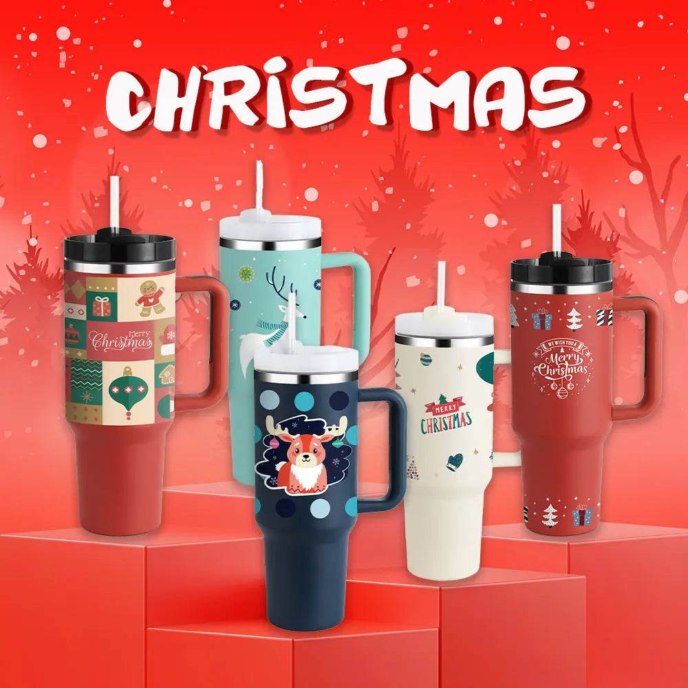 Christmas Thermal Coffee Mug with Straw AccessoryZ