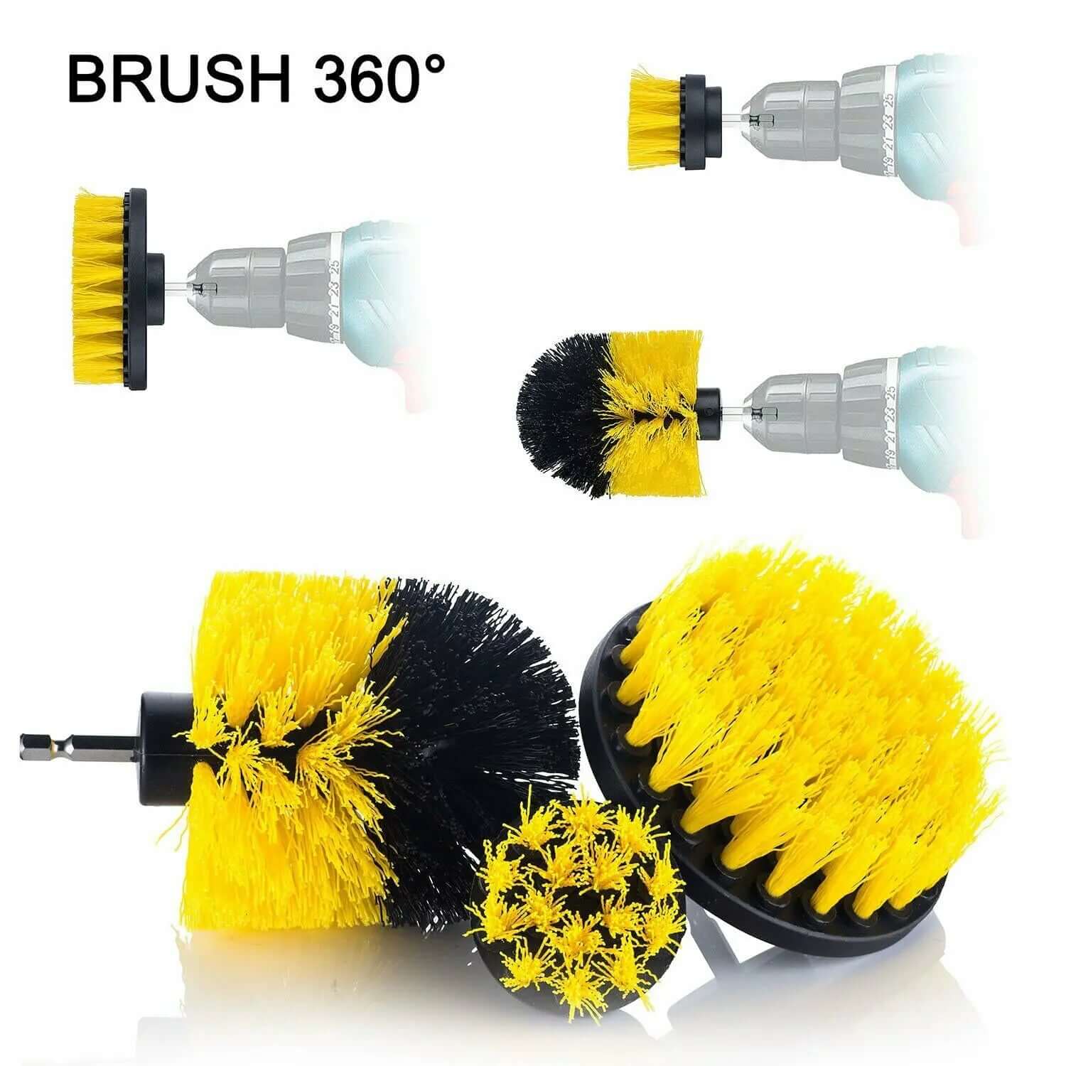 Drill Brush Set Power Scrubber Brushes for Car Wash Cleaning Carpet Tile Grout AccessoryZ