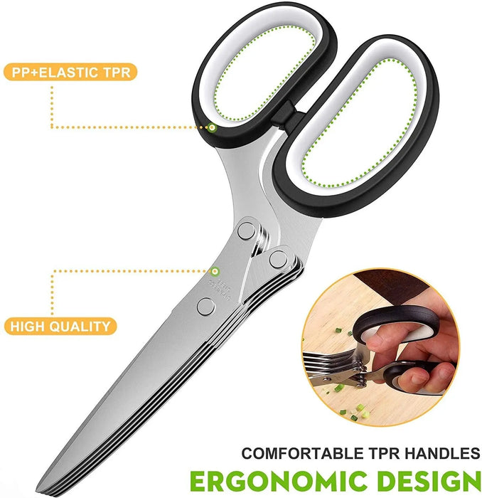 Multi-bladed Stainless Steel Herb Scissors - AccessoryZ